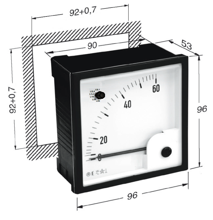 Spannungsmesser mit Umschalter, 96x96 Voltmeter, AC mit Umschalter